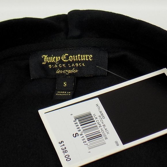 Juicy Couture Black Label Black Velour Hooded Poncho Size Small NWT - Picture 11 of 12